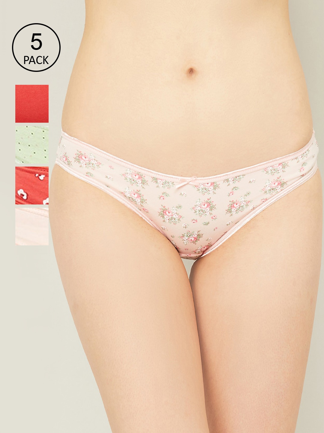 

Ginger by Lifestyle Pack of 5 Printed Bikini Briefs 1000010903530-PINK-PINK