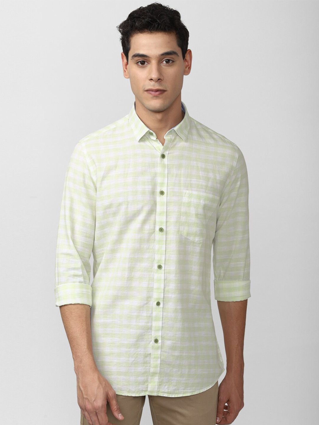 

Van Heusen Sport Men Lime Green Slim Fit Checked Casual Shirt