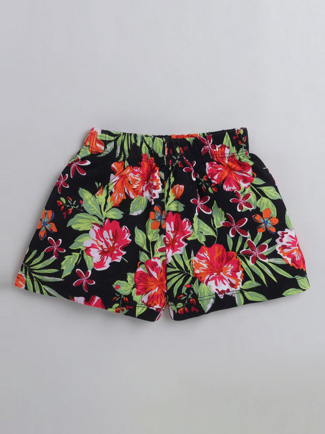 

Hopscotch Girls Black Floral Printed Shorts