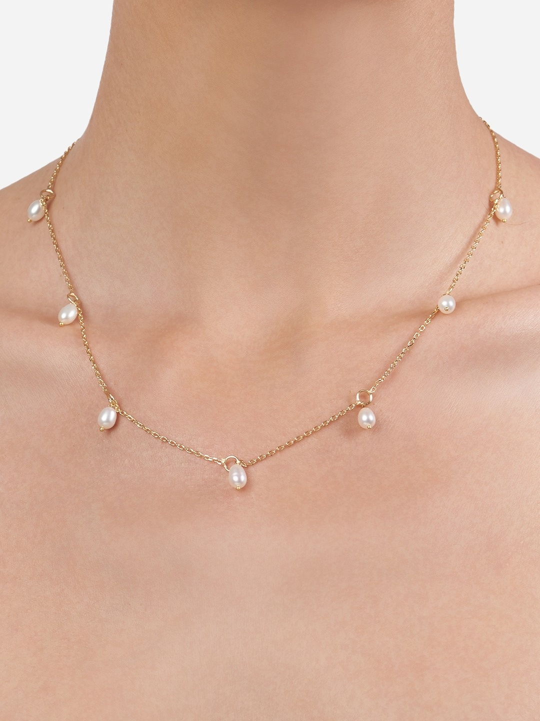 

Zaveri Pearls Gold-Toned & White Brass Gold-Plated Chain