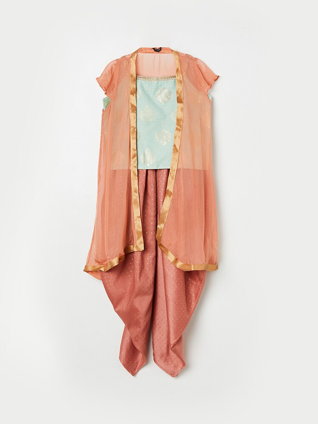 

Melange by Lifestyle Girls Peach-Coloured & Gold-Toned Printed Pyjamas