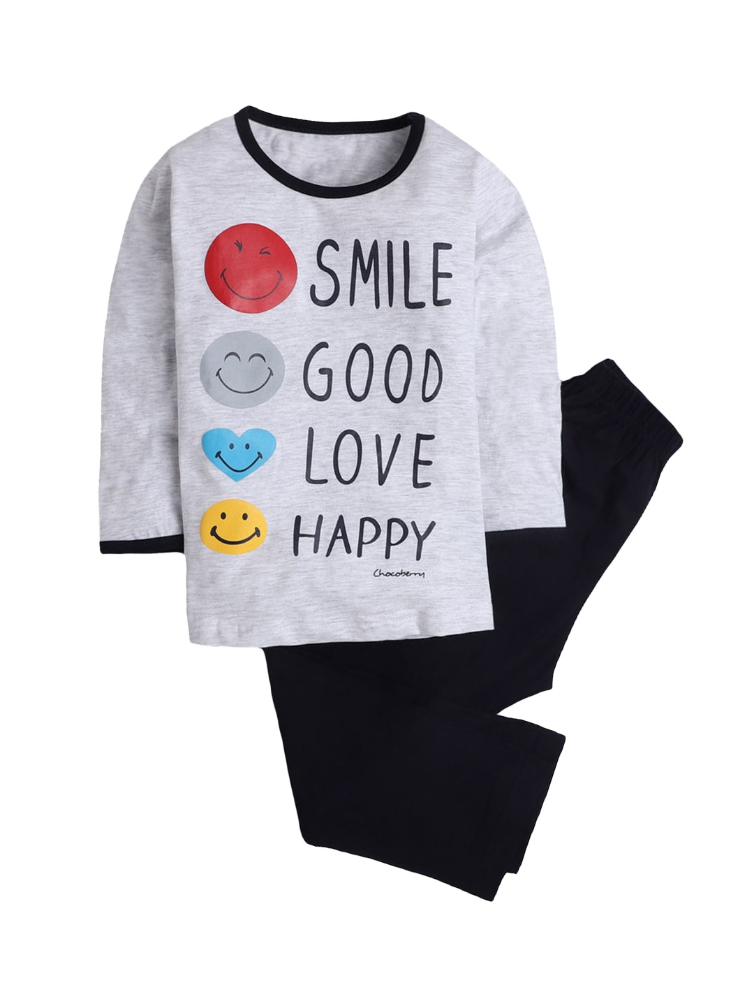 

Hopscotch Girls Blue & Grey Printed Night suit