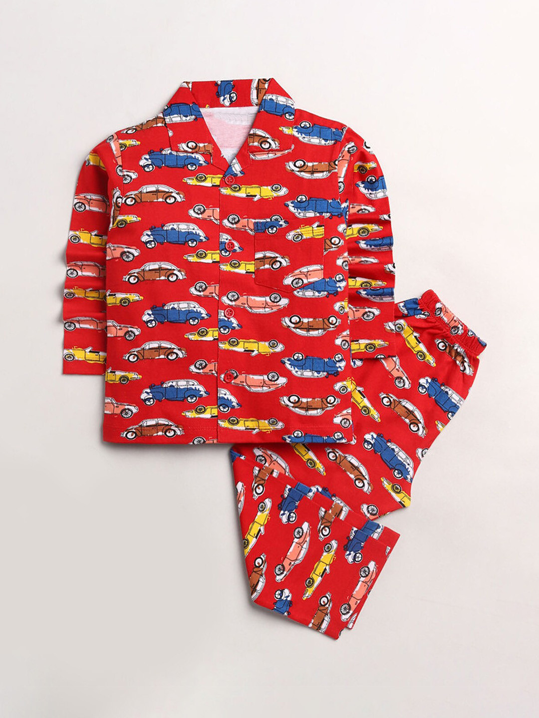 

Hopscotch Boys Red & Blue Printed Night suit