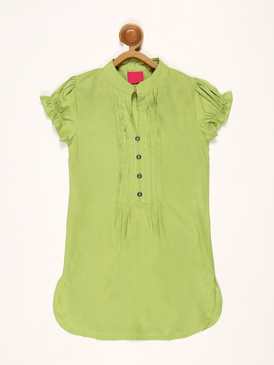 

V2 Value & Variety Girls Green Puff Sleves Kurti