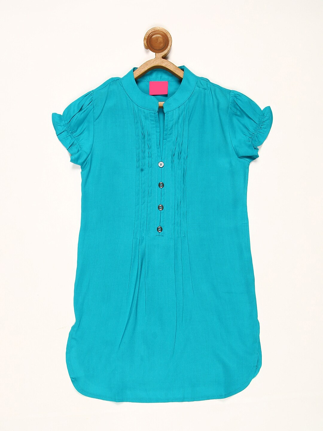 

V2 Value & Variety Girls Blue Solid Mandarin Collar Top