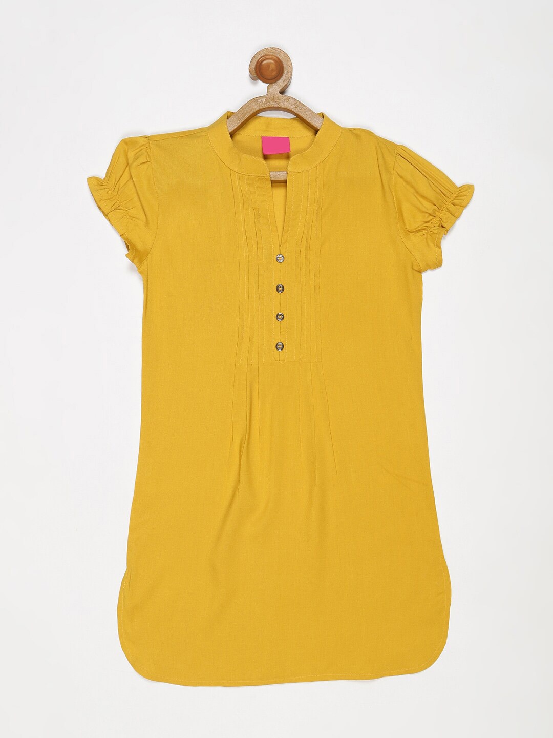 

V2 Value & Variety Girls Mustard Yellow Puff Sleves Kurti