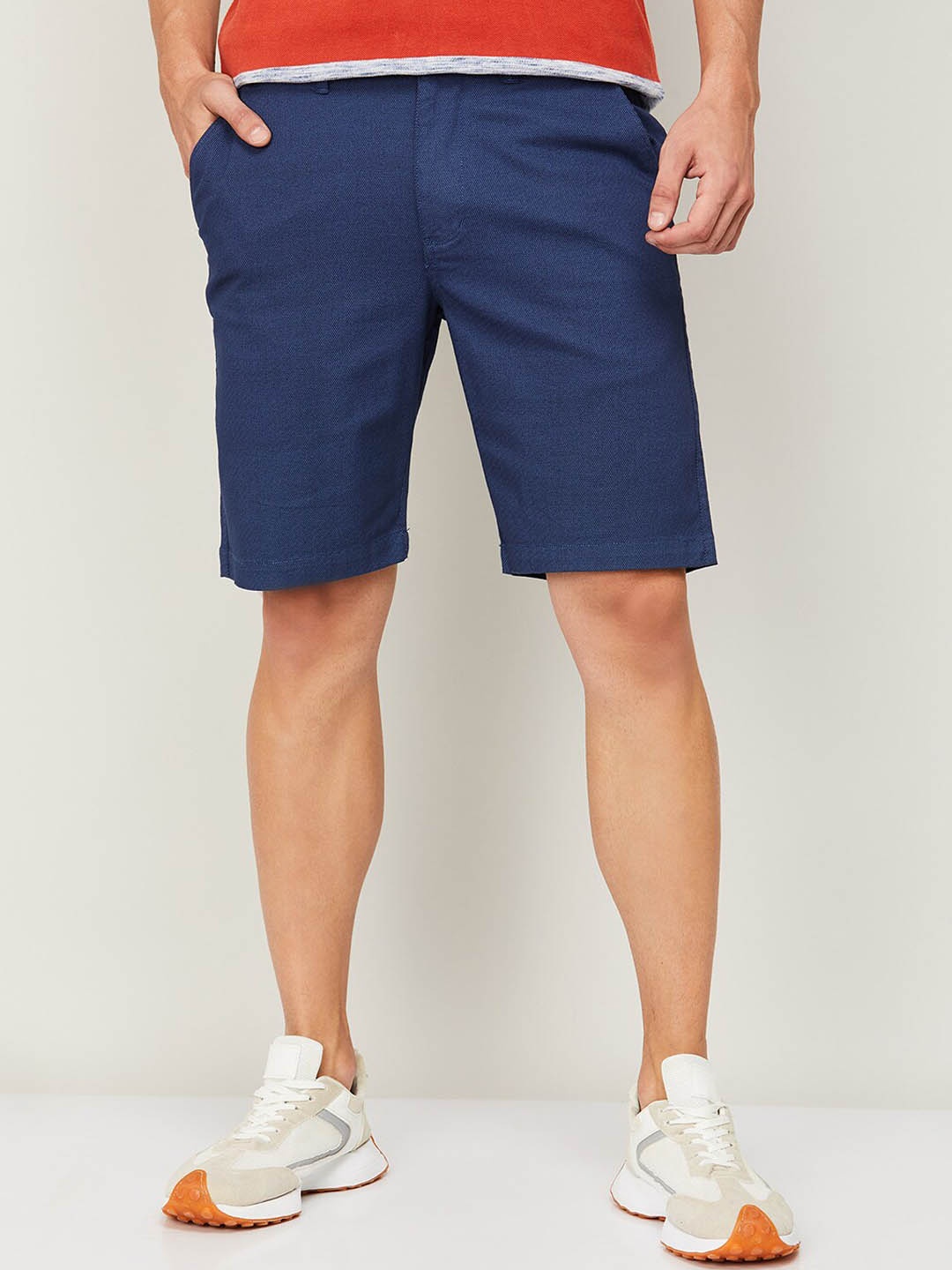

CODE by Lifestyle Men Navy Blue Solid Cotton Shorts