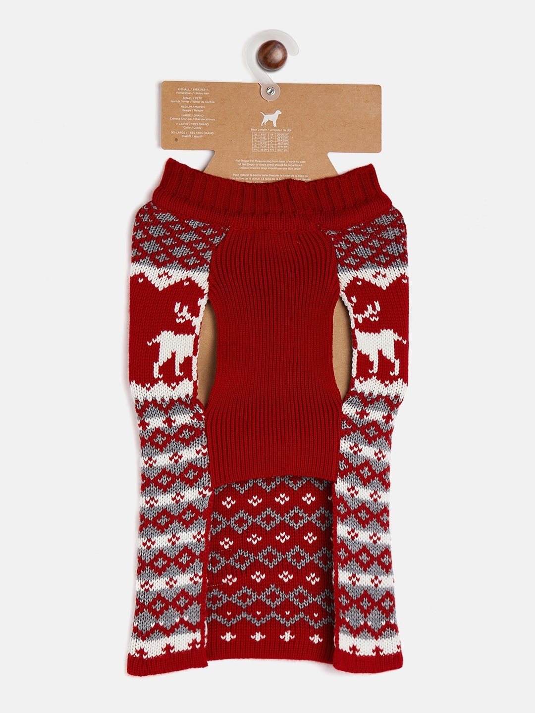 

GABBLE & WOOF Red & White Dogs Cotton Winter Sweater