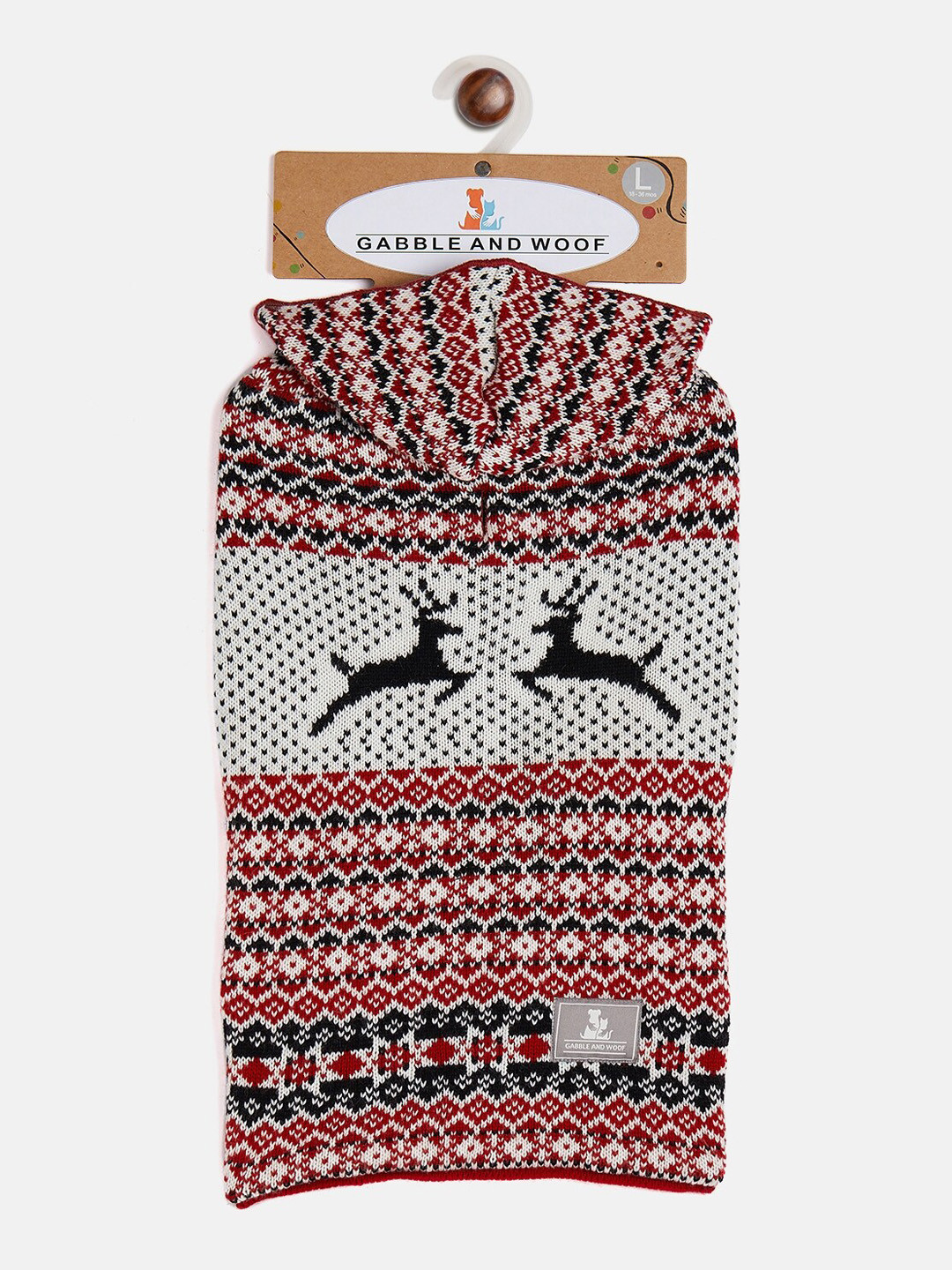

GABBLE & WOOF Red & Black Dogs Cotton Winter Sweater