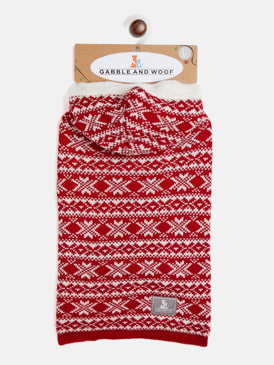 

GABBLE & WOOF Red & White Self-Design Pure Cotton Dogs Sweater