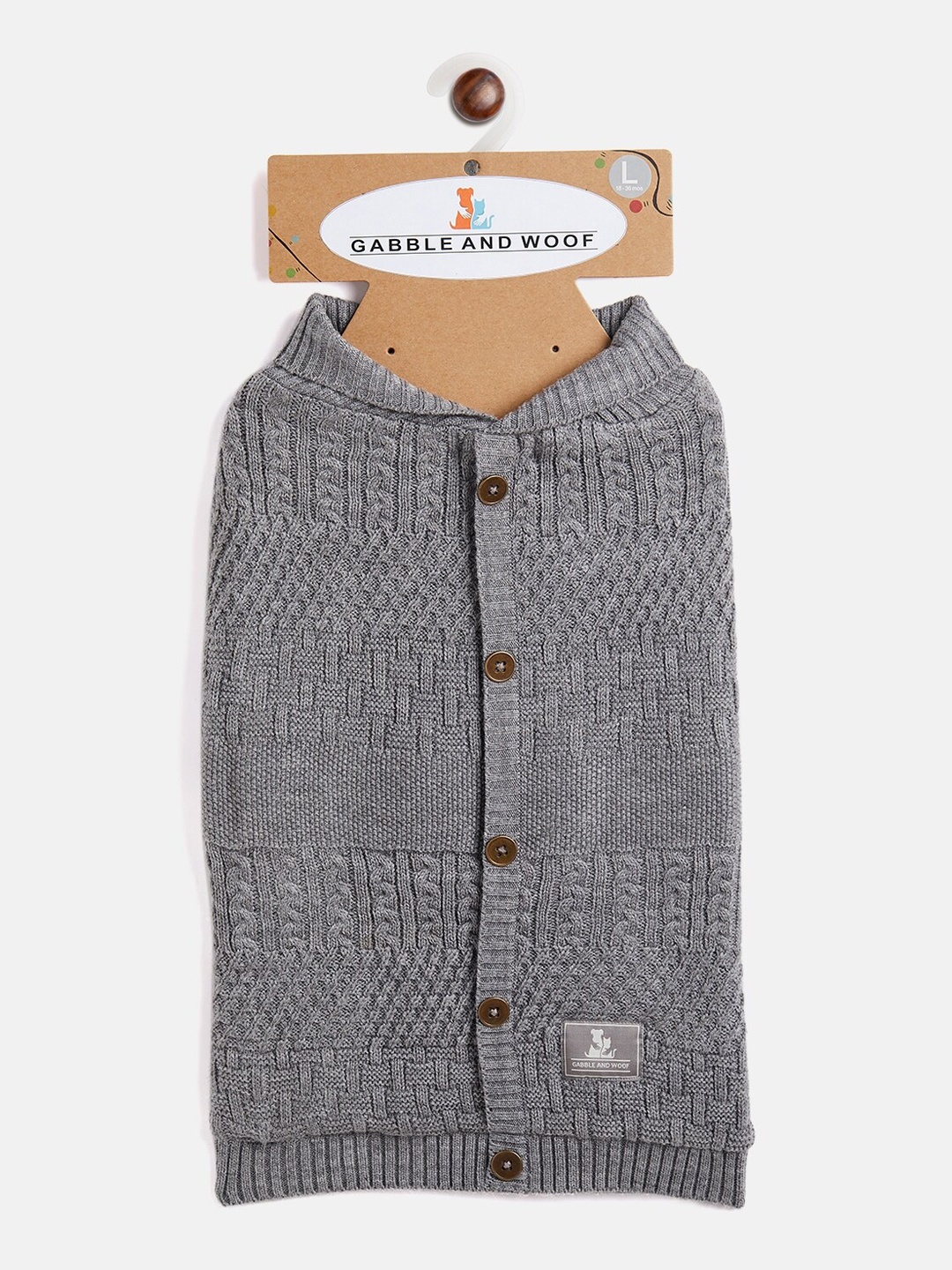 

GABBLE & WOOF Grey Patterned Dog Cotton Sweater