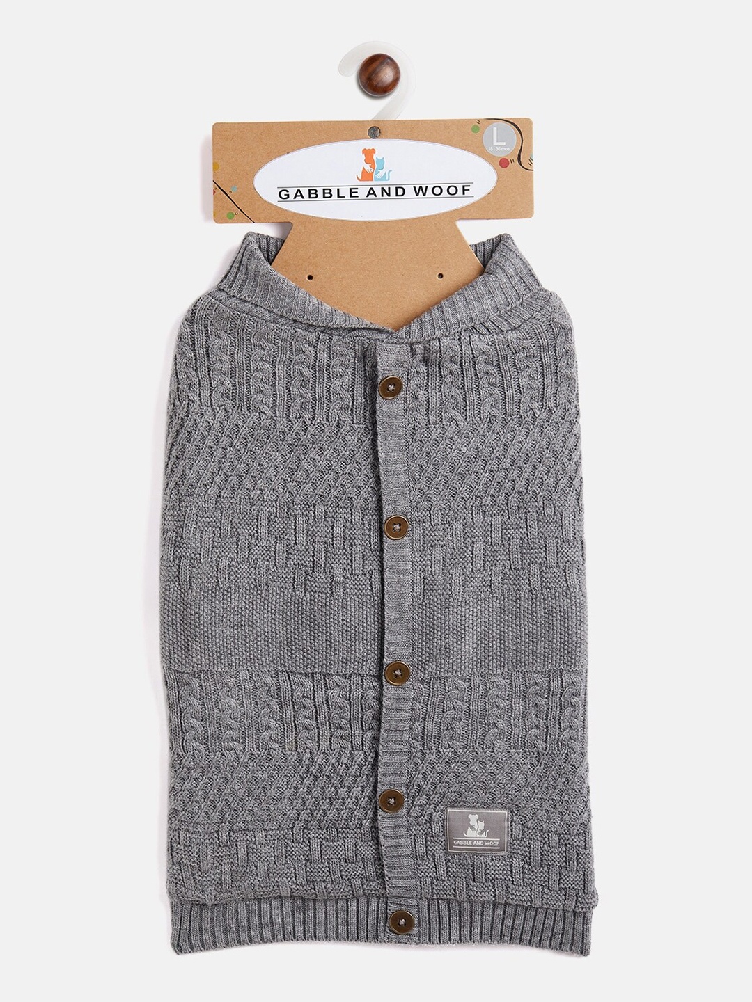 

GABBLE & WOOF Grey Patterned Dog Cotton Sweater