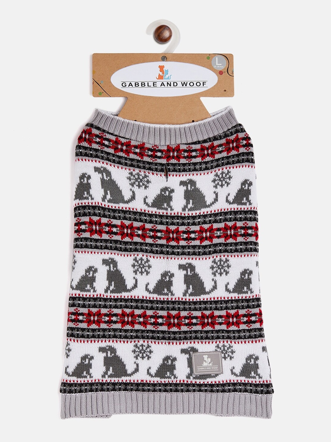 

GABBLE & WOOF Grey & White Dogs Cotton Winter Sweater