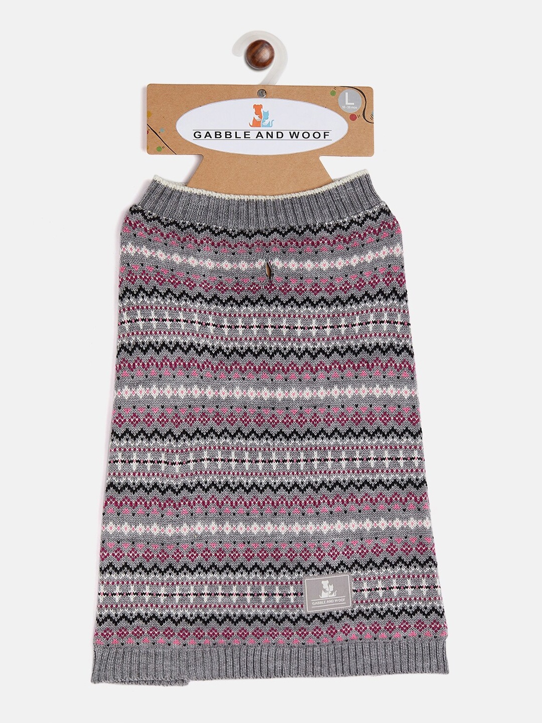 

GABBLE & WOOF Grey & White Dogs Cotton Winter Sweater