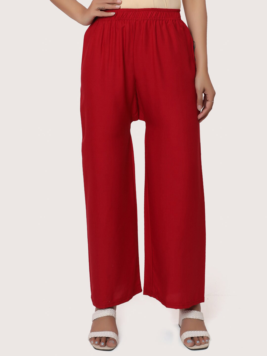 

ZRI Women Red Knitted Palazzos