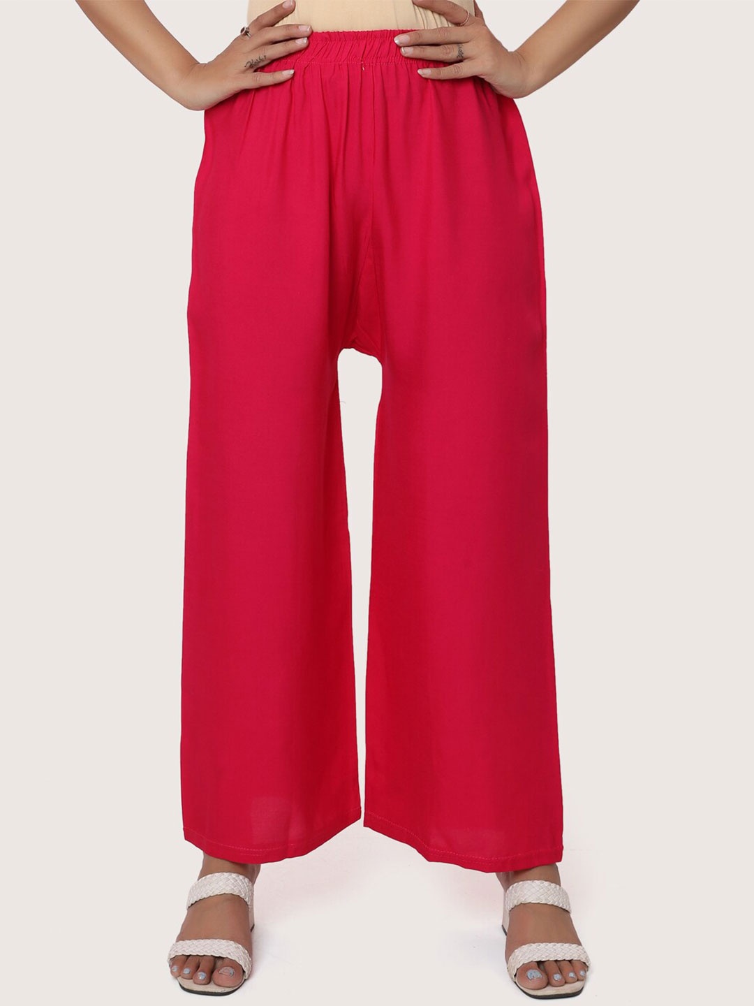 

ZRI Women Pink Knitted Cotton Palazzos