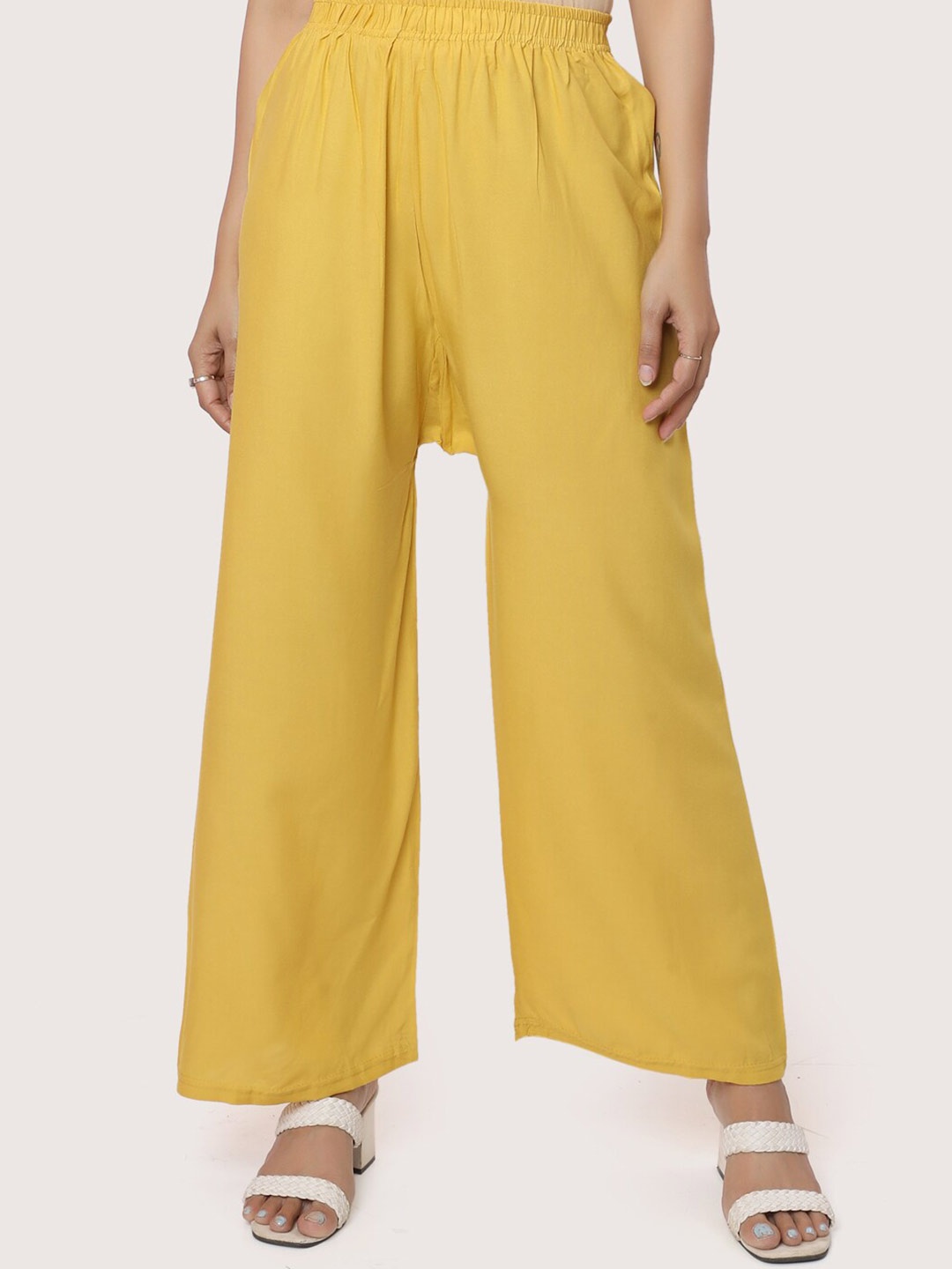 

ZRI Women Mustard Yellow Knitted Palazzos