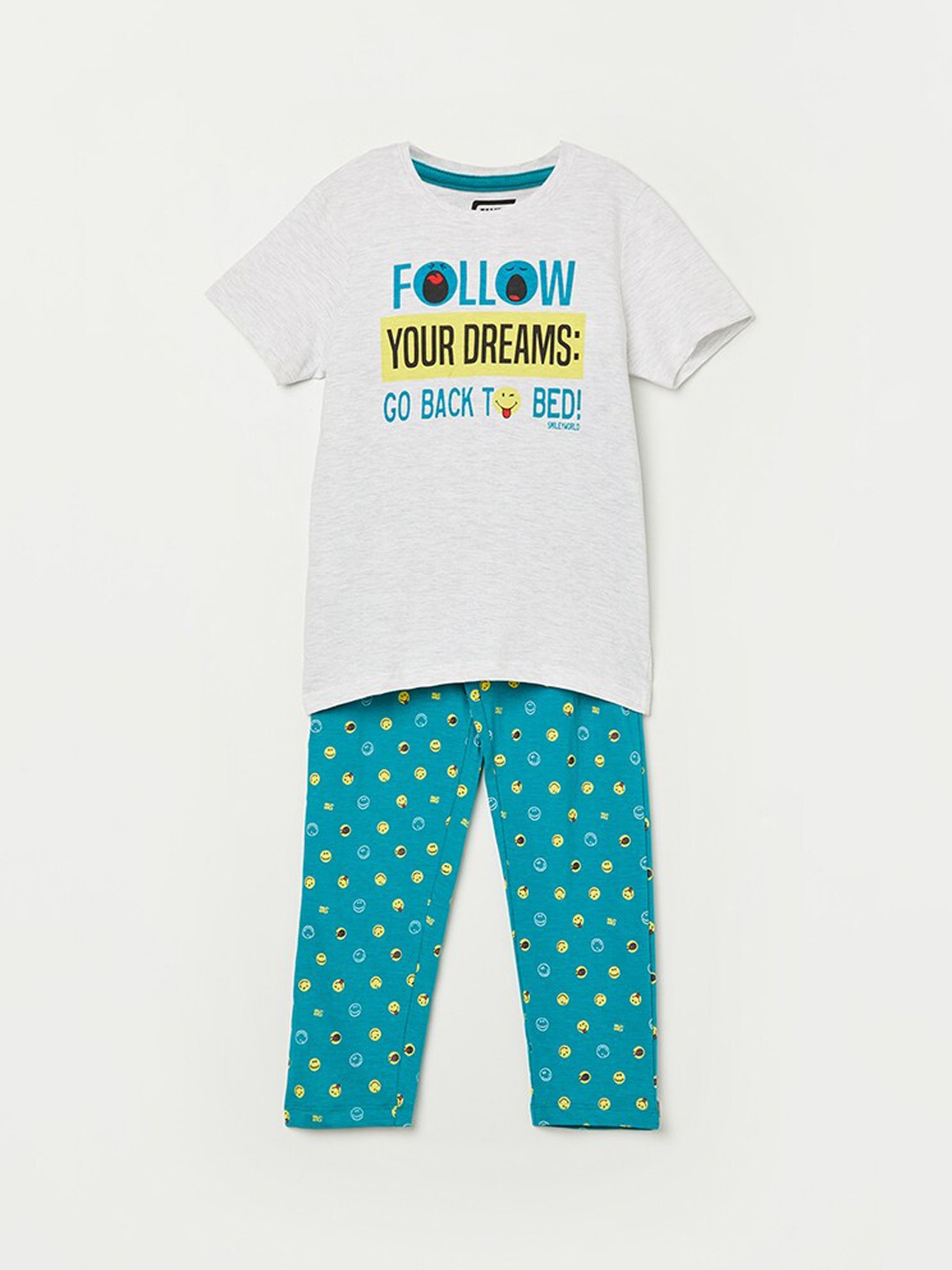 

Fame Forever by Lifestyle Boys Blue & White Printed T-shirt with Trousers