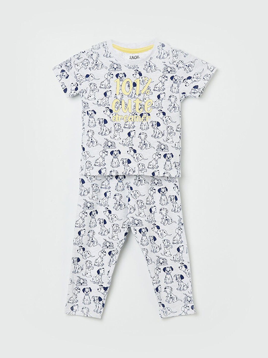 

Juniors by Lifestyle Boys Grey & Blue Dalmatian Printed T-shirt with Pyjamas