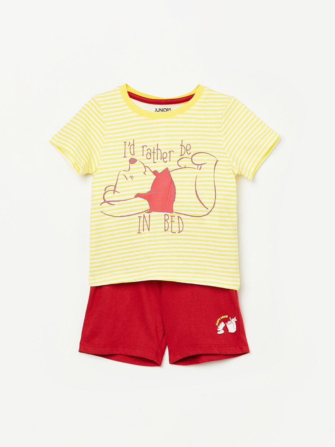 

Juniors by Lifestyle Boys Winnie-The Pooh Printed T-shirt with Pyjamas, Yellow