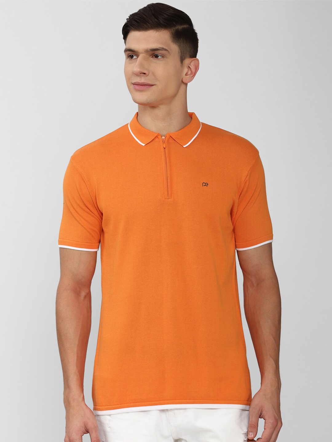 

Peter England Casuals Men Orange Polo Collar Slim Fit T-shirt