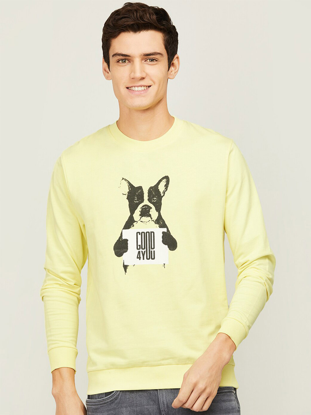 

Fame Forever by Lifestyle Men Yellow Printed Cotton Sweatshirt