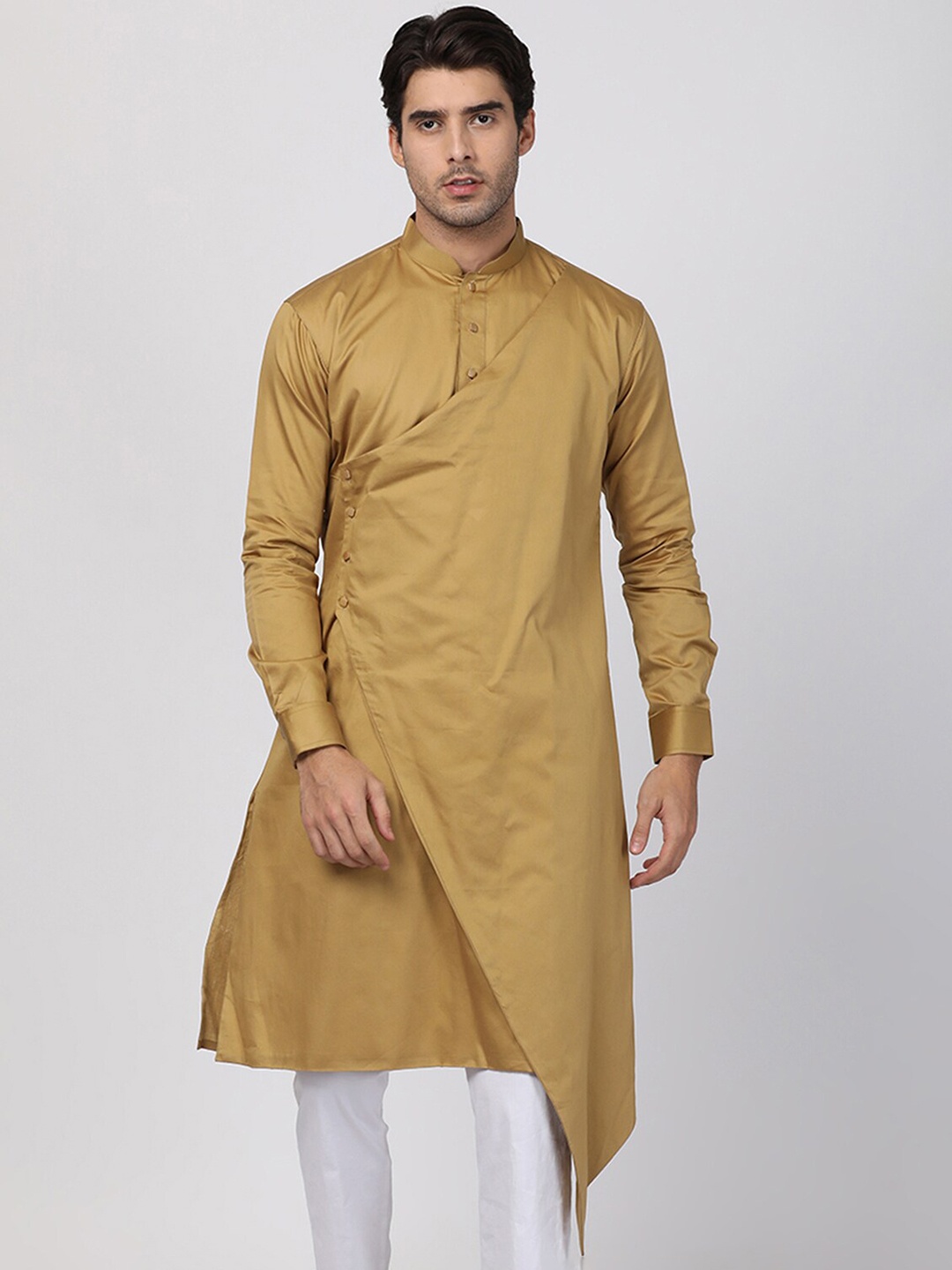 

VASTRAMAY Men Camel Brown Patchwork Kurta