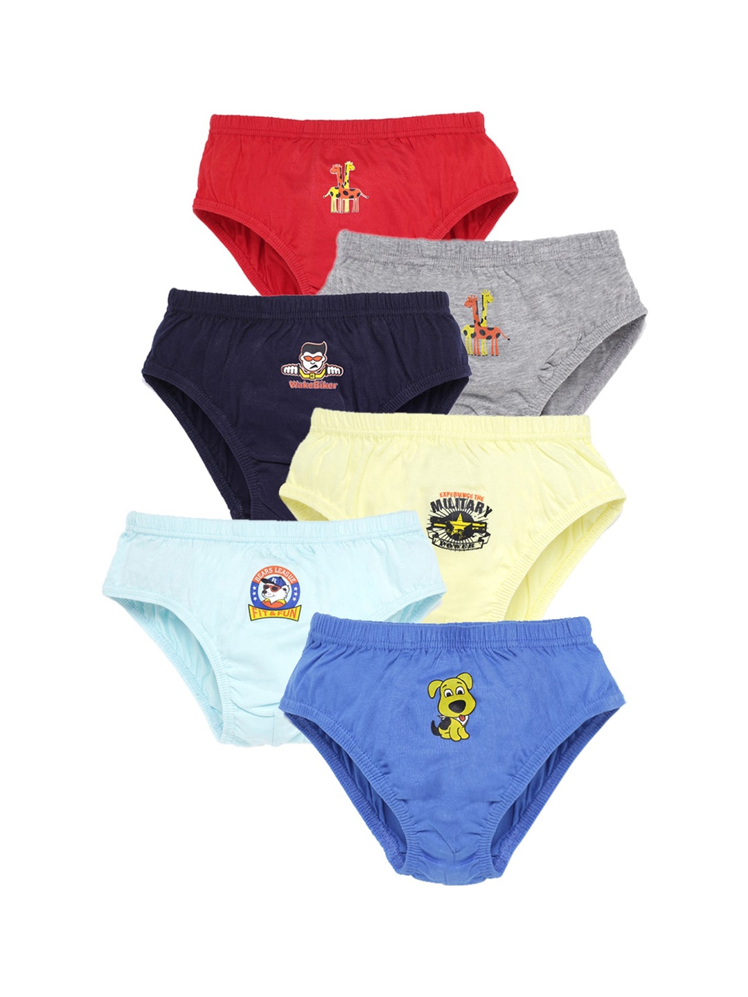 

SAVAGE Boys Pack of 6 Multicolored Printed Cotton Basic Briefs SVG-Boy-INEL-Undrw-55cm, Multi