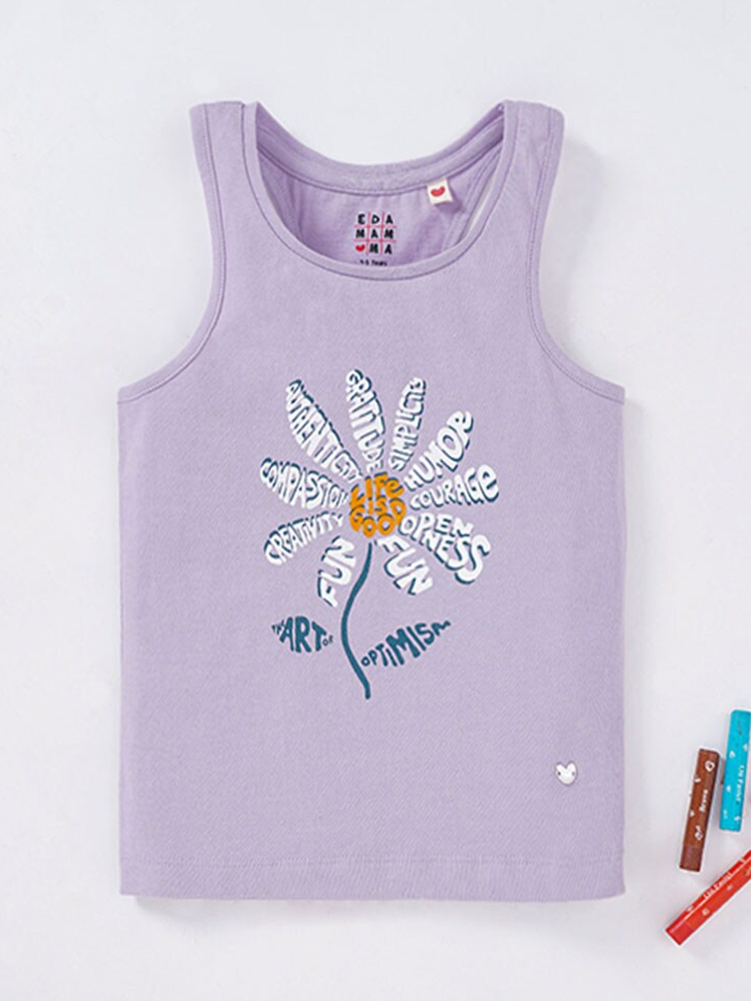 

Ed-a-Mamma Girls Lavender Printed Cotton T-shirt