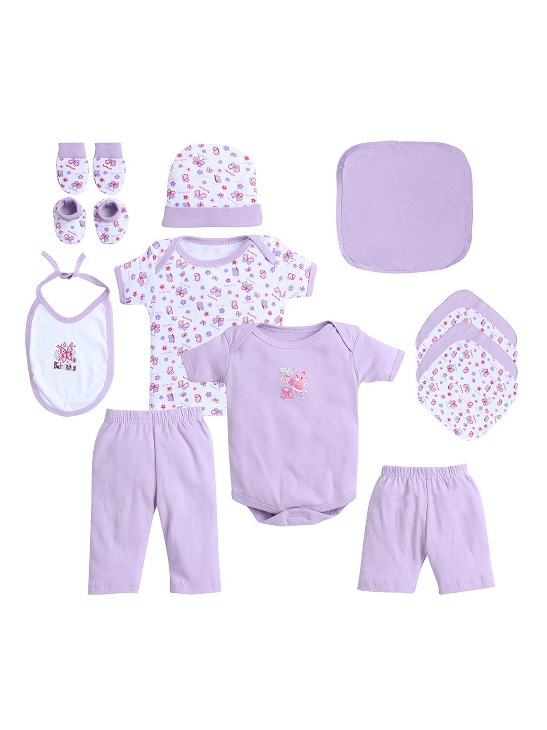 

EIO Infants Set Of 13 Purple Pure Cotton Apparel Gift Set
