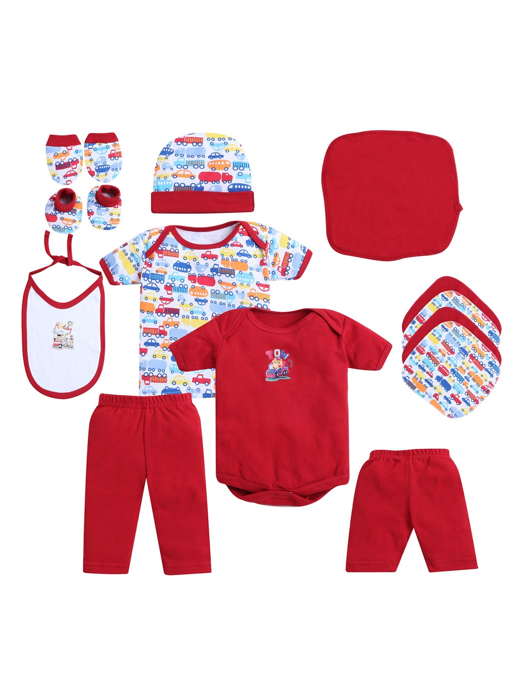 

EIO Infants Set Of 13 Red Pure Cotton Apparel Gift Set