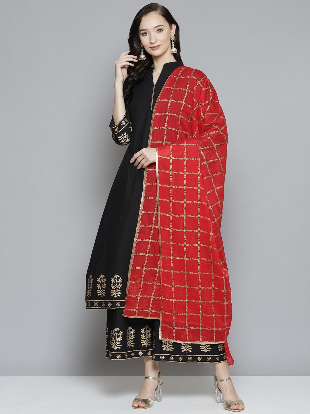 

Bhama Couture Women Black Kurta with Palazzos & With Dupatta