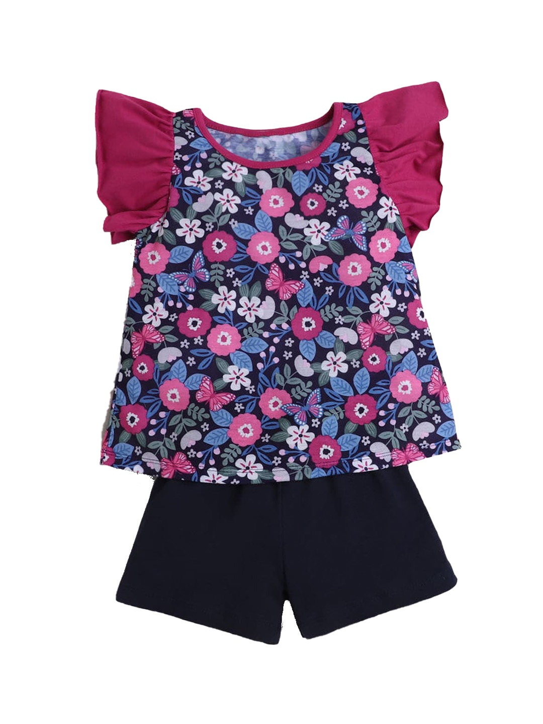 

Hopscotch Girls Multicoloured Printed Top with Shorts, Multi