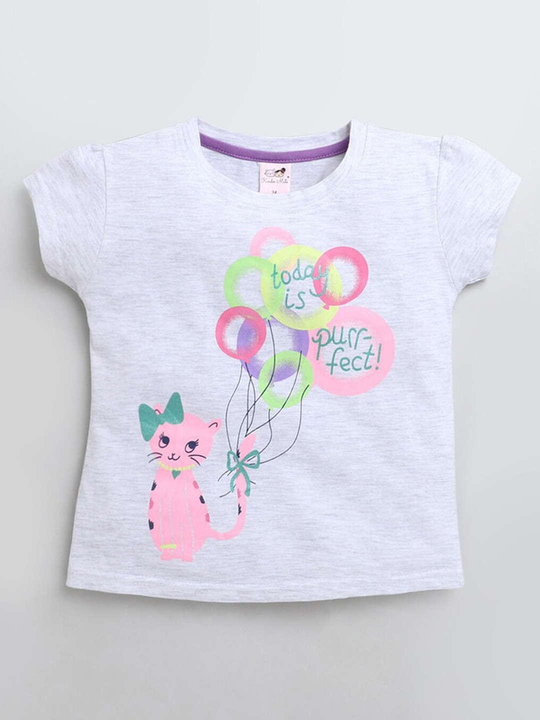 

Hopscotch Girls Grey Printed T-shirt