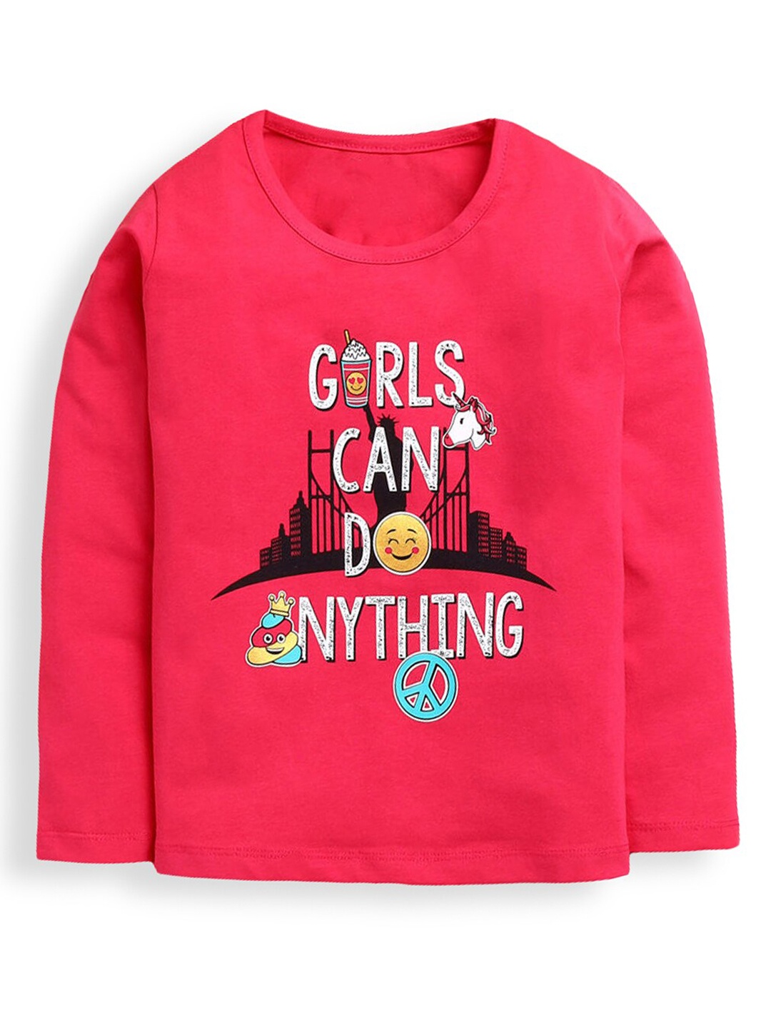 

Hopscotch Girls Pink Printed T-shirt