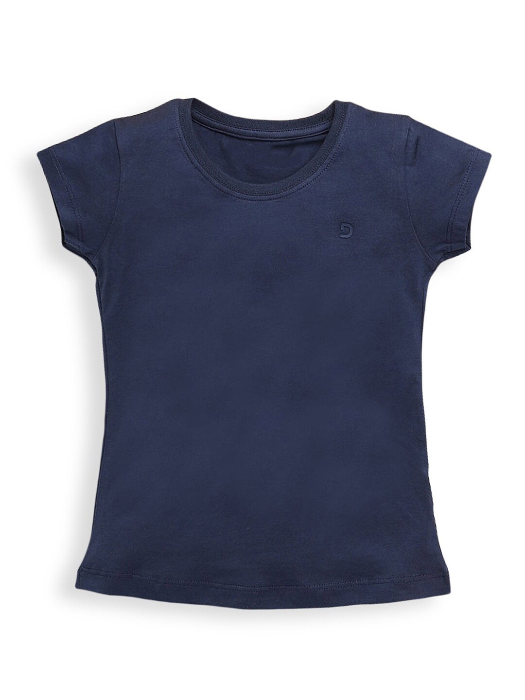 

Hopscotch Girls Navy Blue Solid T-shirt