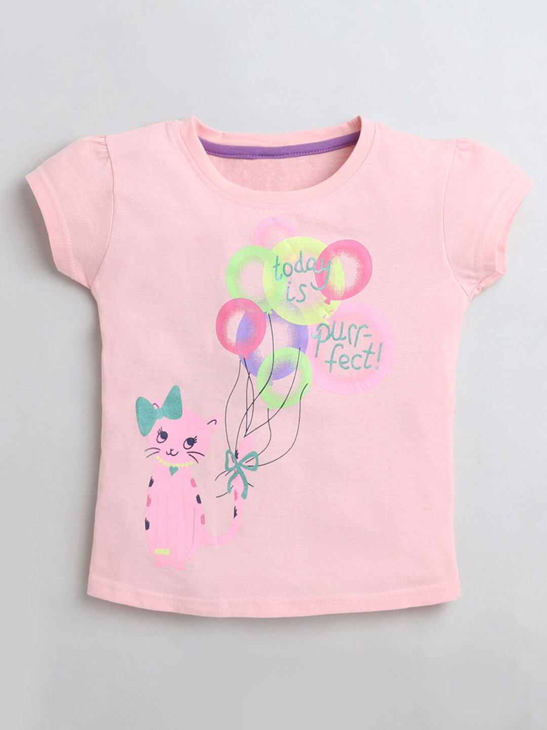 

Hopscotch Girls Pink Printed Cotton T-shirt