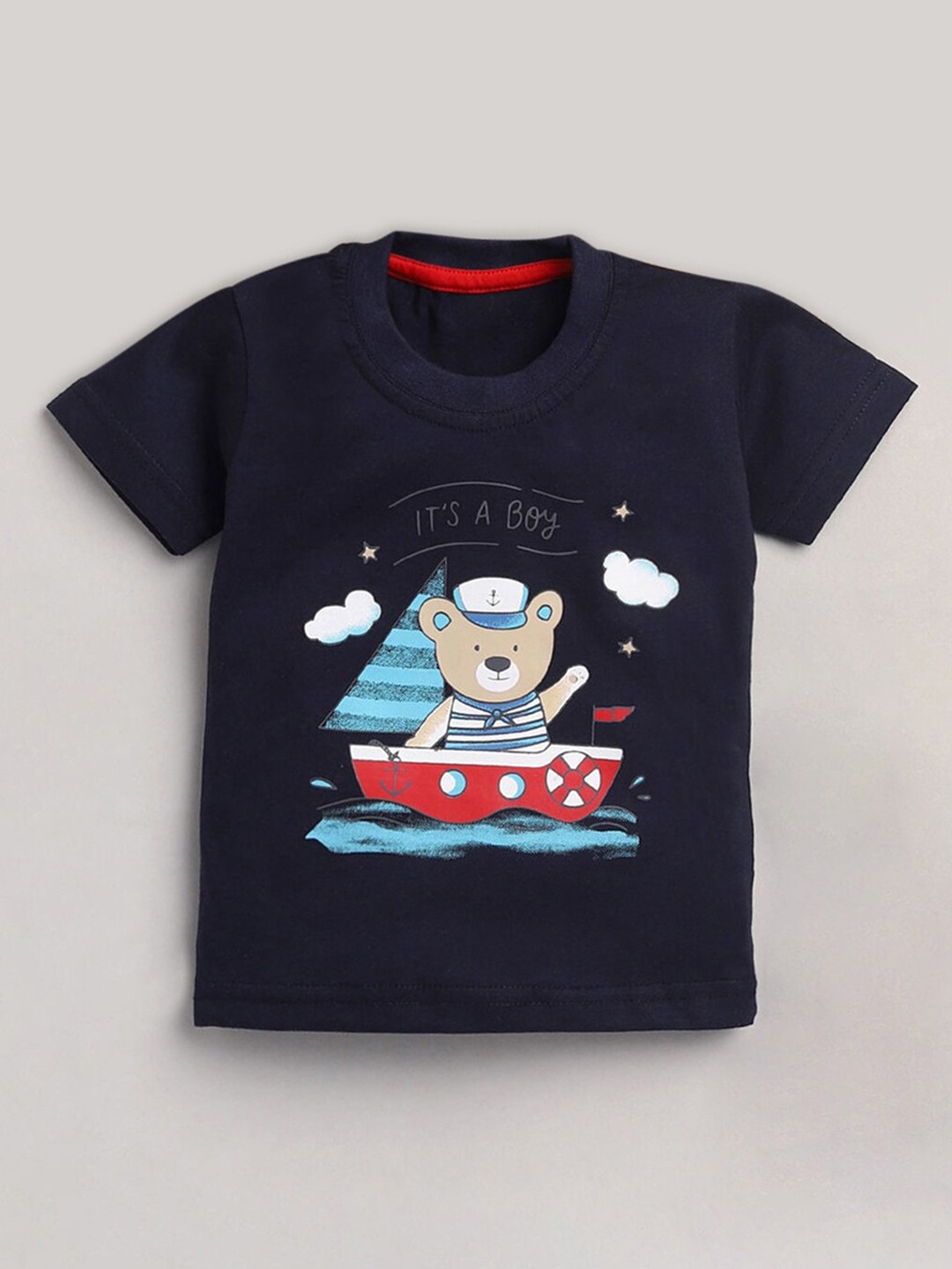 

Hopscotch Boys Blue Printed Applique T-shirt