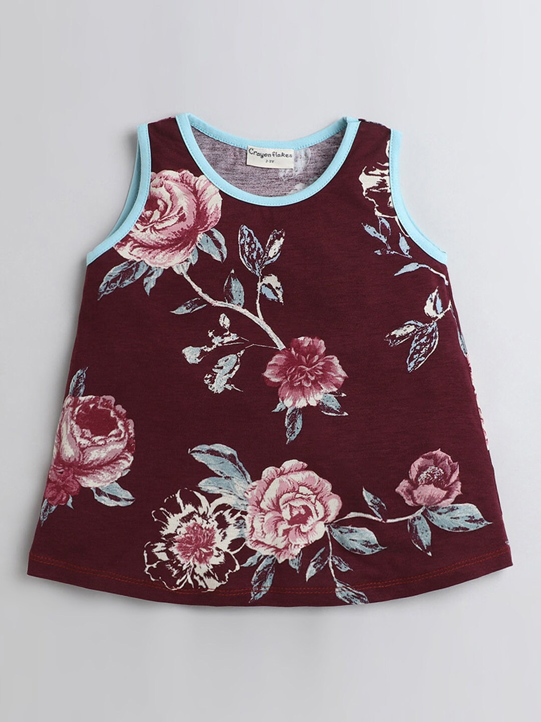 

Hopscotch Girls Maroon Floral Printed Top