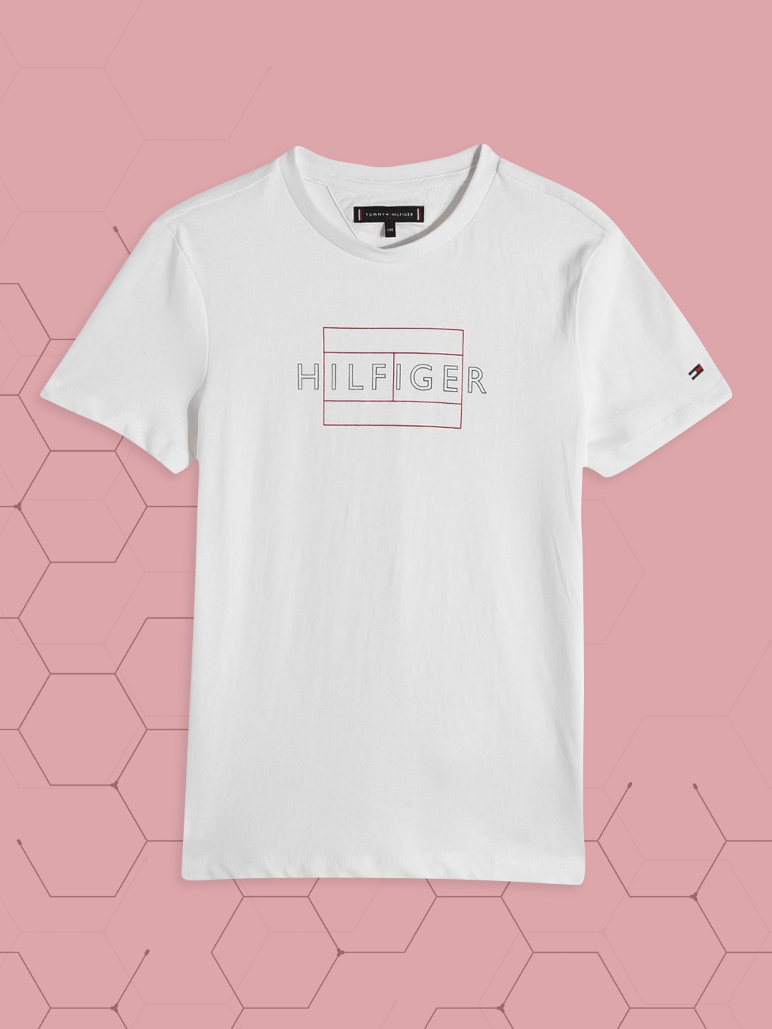 

Tommy Hilfiger Boys White Brand Logo Printed Pure Cotton T-shirt