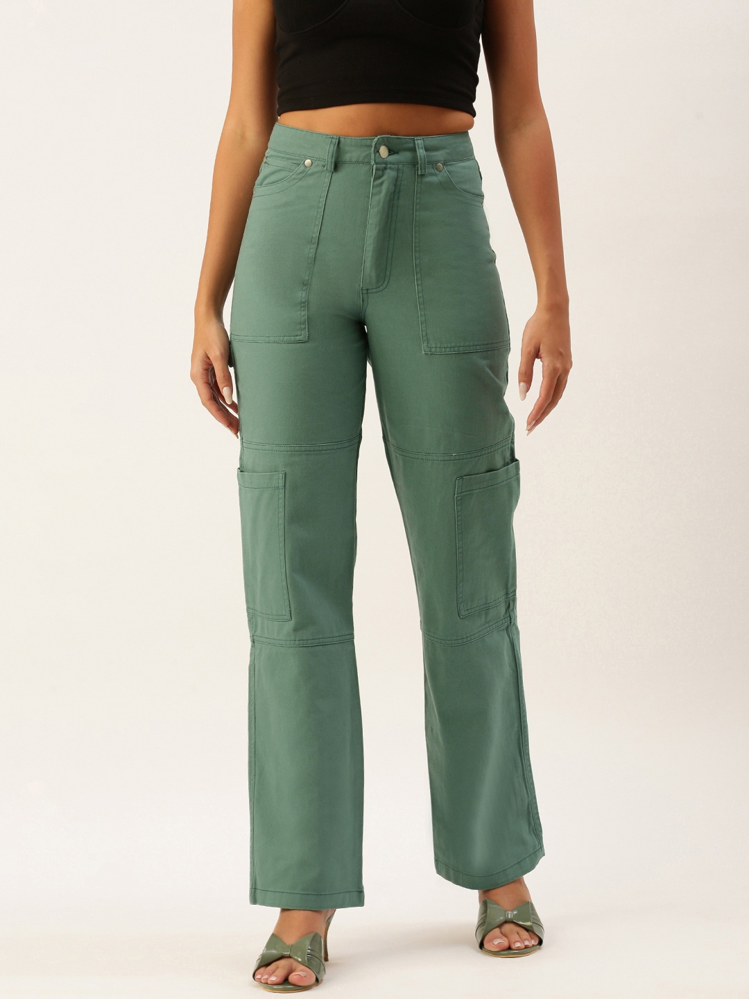 

FOREVER 21 Women Green Stretchable Jeans