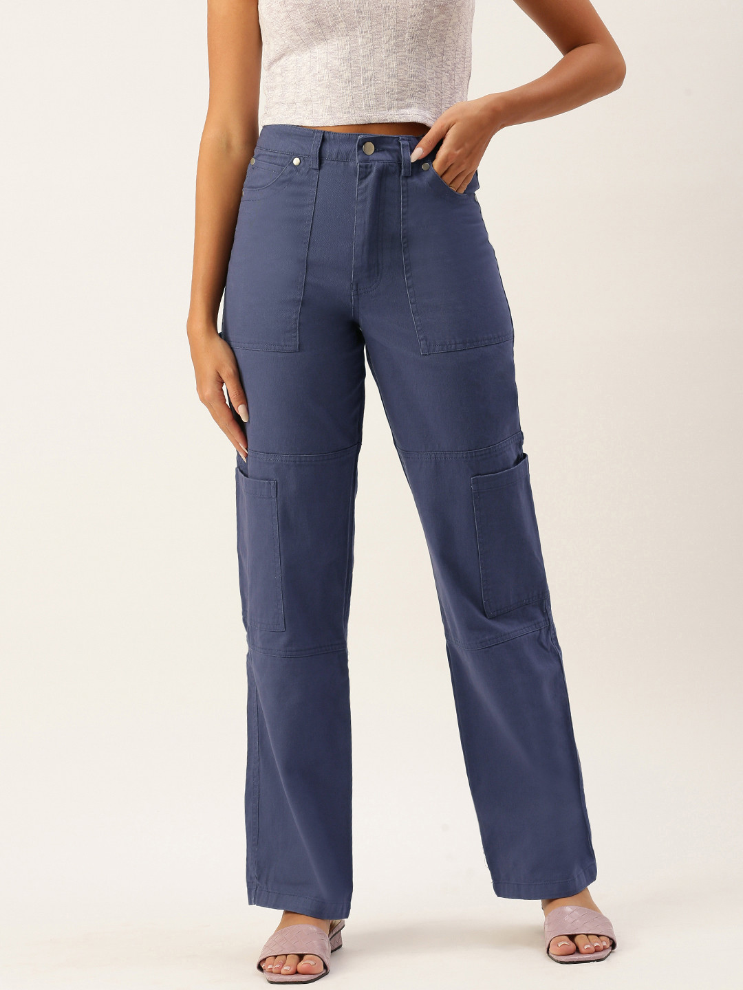 

FOREVER 21 Women Blue Solid Mid-Rise Jeans