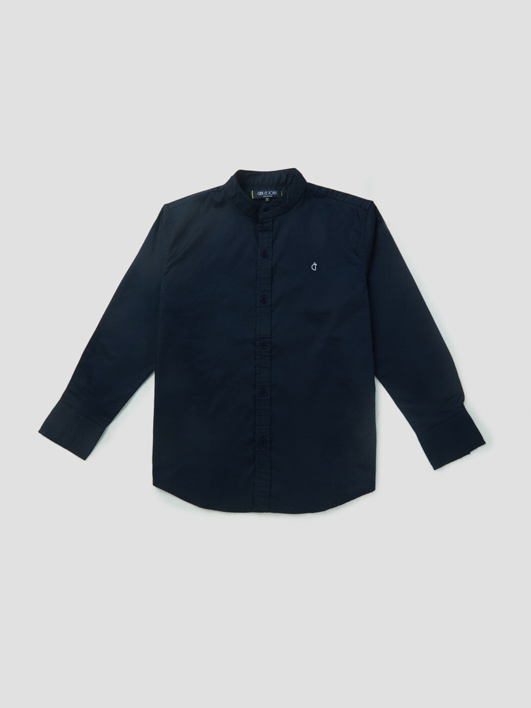 

Gini and Jony Boys Navy Blue Solid Mandarin Collar Cotton Casual Shirt