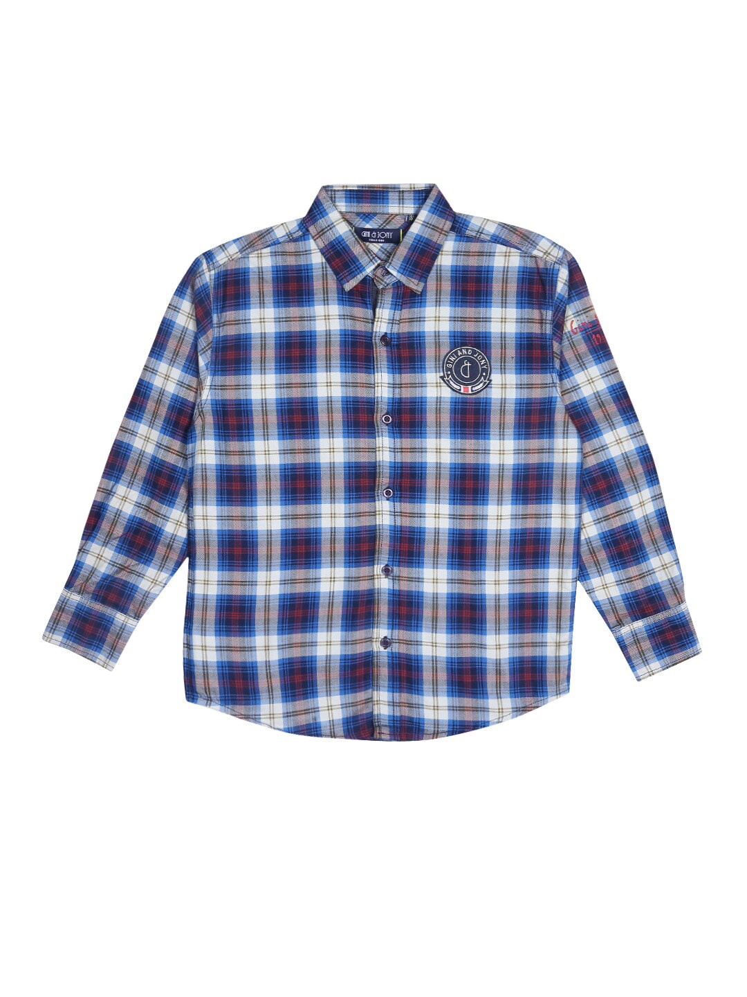 

Gini and Jony Boys Blue & White Tartan Checked Cotton Casual Shirt