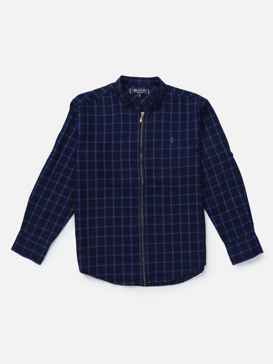 

Gini and Jony Boys Navy Blue Grid Tattersall Checks Cotton Casual Shirt