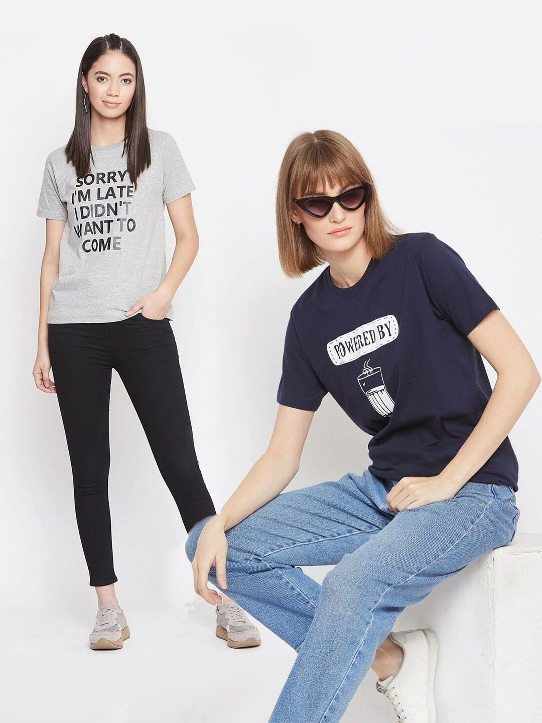 

Uptownie Lite Women Multicoloured Typography 2 Printed T-shirt, Multi
