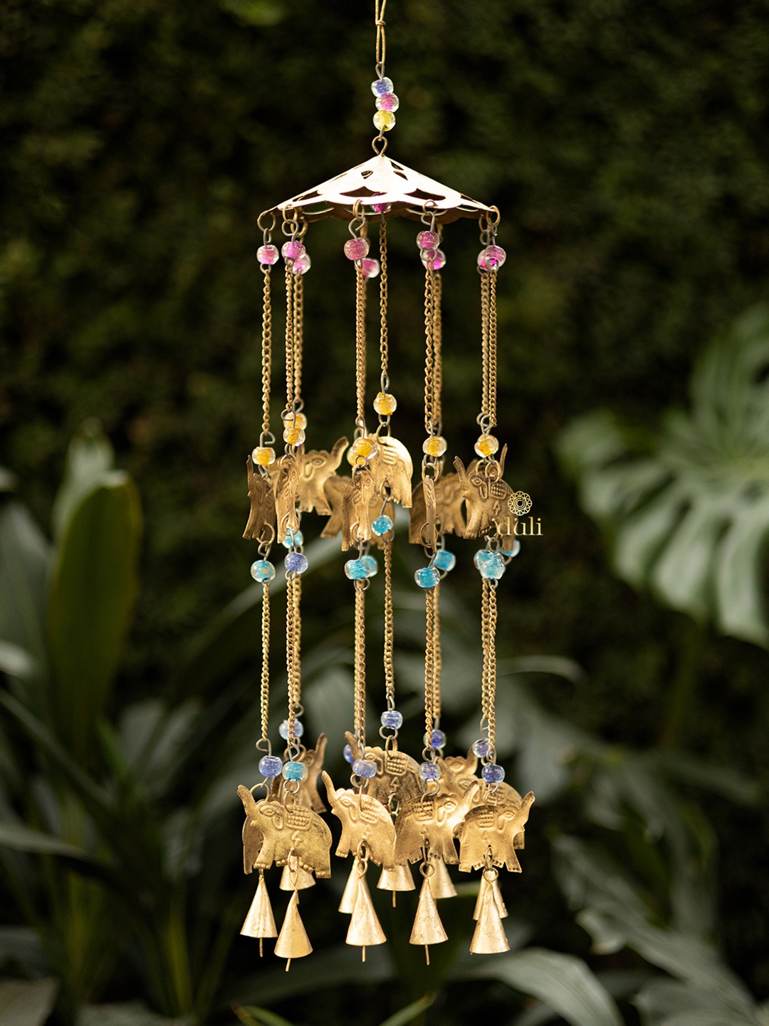 

DULI Gold-Toned Metal Wall Hanging Windchime Jhoomar with Hanging Bells