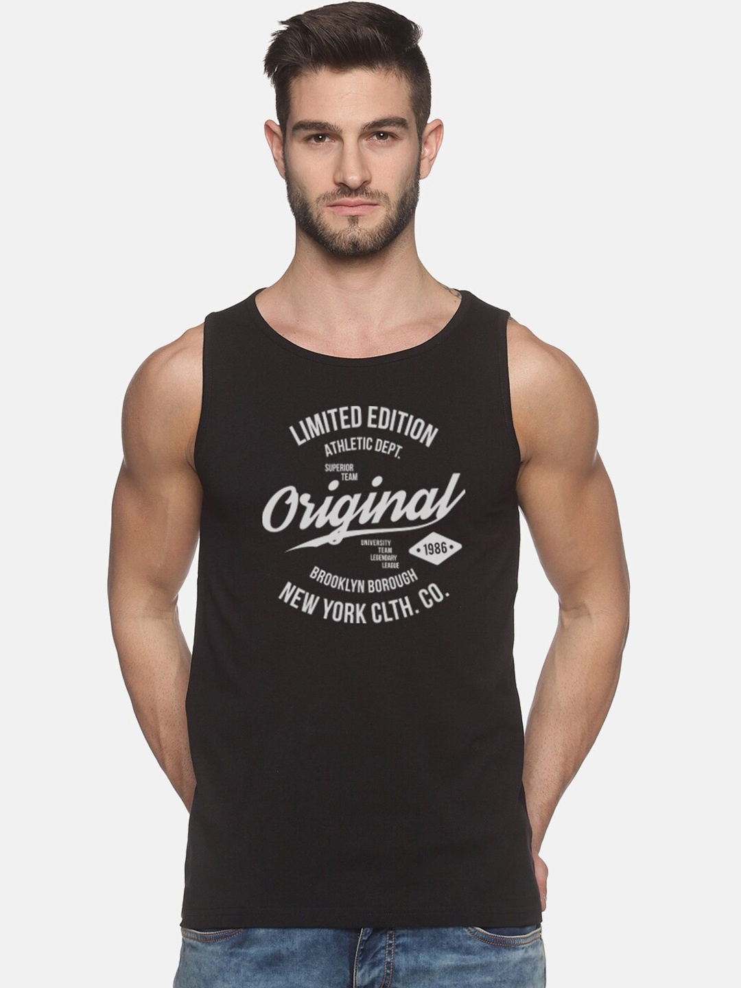 

MASH UNLIMITED Men Black Printed Innerwear Vests