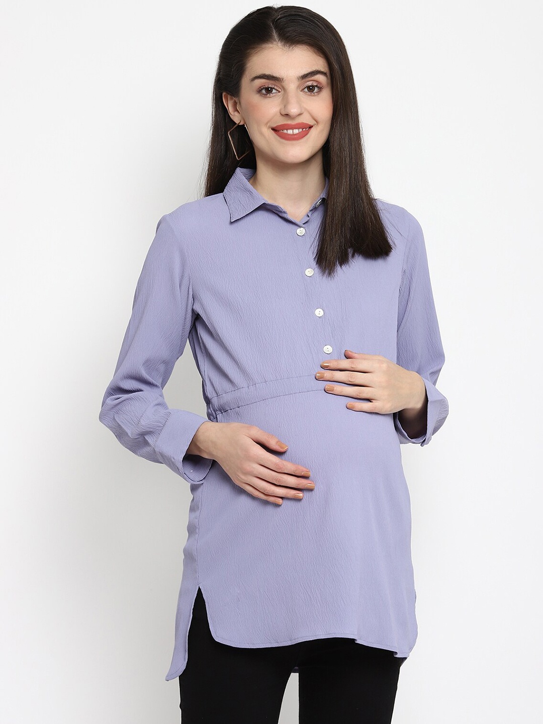 

The Vanca Lavender Shirt Style Longline Top