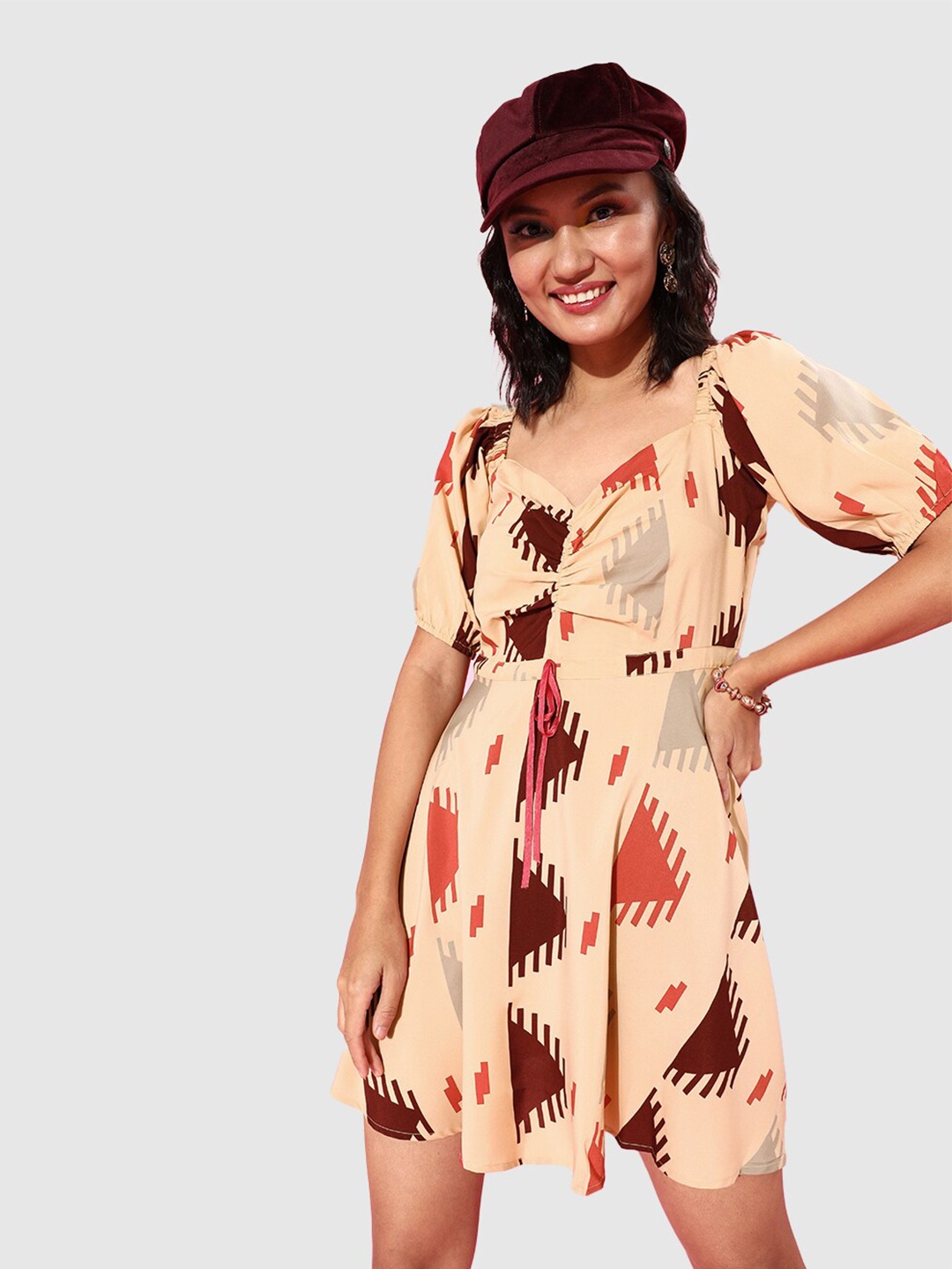 

The Vanca Women Beige Floral Printed Dress